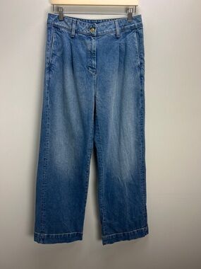 J. Crew Wide Leg Essential Jeans Ruth Wash High Rise Trouser Womens 28 Staple